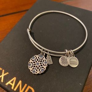 Alex & Ani Crystal Snowflake Charm Bangle